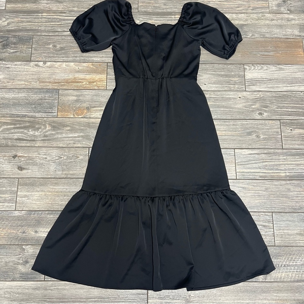NWT $139 Anne Klein Women's Dress Sz 2 Rhinestone Puff-Sleeve Midi Satin Holiday - Picture 8 of 12